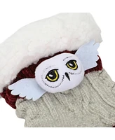 Harry Potter Women's Hedwig Character Patch Faux Shearling Lined Quarter Crew Socks