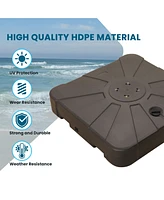308 lbs Square Patio Umbrella Base Hdpe Cantilever Umbrella Base Water & Sand Filled Weighted Base Heavy Duty Outdoor Umbrella Base Stand