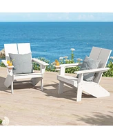 Outdoor Hdpe Modern Adirondack Chair with Cup Holder (Set of 2)