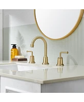 2-Handle Bathroom Sink Faucet with Drain Assembly lavatory Pop Up and cUPC Supply Hoses, Brushed Gold