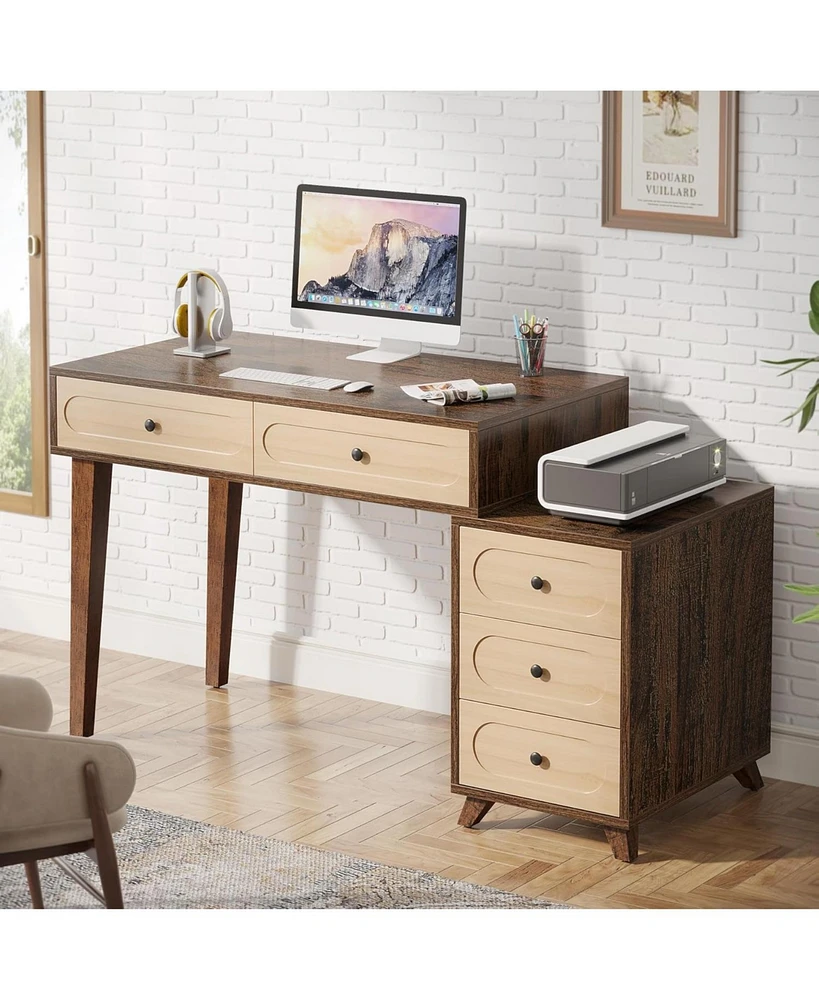 Tribesigns Computer Desk with Drawers, 51-Inch Office Desk with Reversible Drawer Cabinet