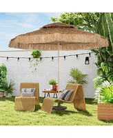 Outsunny 10FT Thatched Tiki Patio Umbrella, UPF30+ Outdoor Umbrella