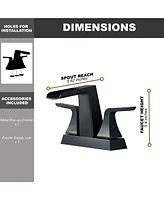 Dual Handle Bathroom Faucet with Waterfall Spout, Pop-Up Drain, and Solid Brass Construction