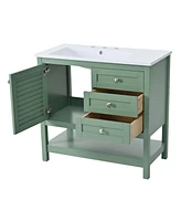 Modern 36" Green Bathroom Vanity with Undermount Sink