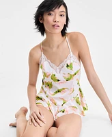I.n.c. International Concepts Women's Lace-Trim Satin Flutter Romper, Exclusively at Macy's