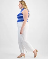 Tahari Asl Plus Wide-Leg Linen-Blend Pants