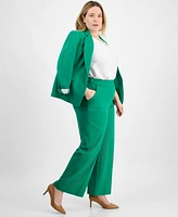 Tahari Asl Plus Linen-Blend Wide-Leg Pants