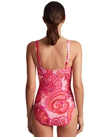Lauren Ralph Women's Printed Tie-Front One-Piece Swimsuit