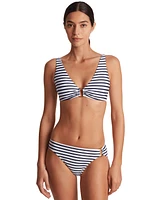 Lauren Ralph Women's Striped Hardware V-Neck Bikini Top