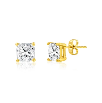 Stainless Steel, 8mm Square Cz Studs