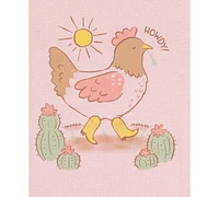 Carter's Toddler Girls Western Chicken 100% Snug-Fit Cotton Pajamas, 4 Piece Set