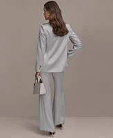 Donna Karan New York Womens Satin One Button Blazer Wide Leg Pants