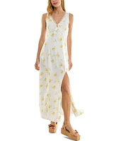 Beauty & Grace Juniors' Lemon-Print Maxi Dress