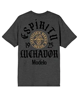 Modelo Men's Espiritu Luchador 1925 Mexico Badge Crew Neck Short Sleeve Charcoal Heather T-shirt