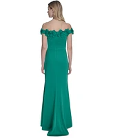 Eliza J Women's 3D Floral Off-The-Shoulder Gown