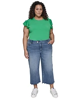 Karl Lagerfeld Paris Plus High-Rise Scalloped-Hem Jeans