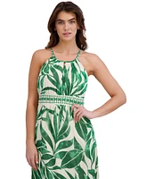London Times Petite Printed Halter-Neck Maxi Dress