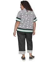 Karl Lagerfeld Paris Plus Printed Camp Shirt