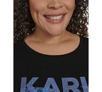 Karl Lagerfeld Paris Plus Embellished Eiffel Tower Tee, Exclusively at Macy's