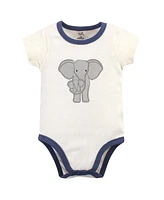 Touched by Nature Baby Boys Unisex Organic Cotton Hoodie, Bodysuit or Tee Top, and Pant, Print Elephant, 12-18 Months