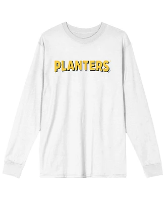 Hormel Foods Men's Planters Peanuts Logo Adult White Long Sleeve Tee-3XL