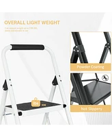 3 Step Ladder Portable Folding Ladder Stool for Adults with Wide Anti-Slip Pedal