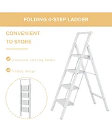 3 Step Ladder, 3 Step Stool Folding Step Stool with Handrails, Gorilla Ladders 500LBS Capacity Sturdy& Portable Ladder for Home Kitchen Library Office