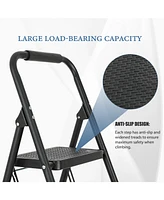 3 Step Ladder Portable Folding Ladder Stool for Adults with Wide Anti-Slip Pedal