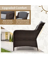 Gymax Set of 3 Furniture Set w/ Cushions & Tempered Glass Coffee Table