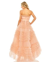 Mac Duggal Women's Strapless Tulle Ruffle Gown