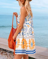 Cupshe Women's Greek Getaway Paisley Mini Beach Dress