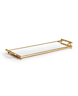 Daphne Narrow Decorative Mirrored Tray With Handles