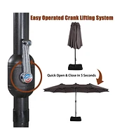 Mondawe 15ft Rectangular Double-Sided Solar Led Outdoor Patio Market Umbrella with Base Included
