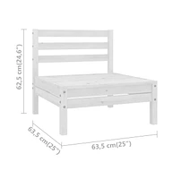 Patio Middle Sofa White Solid Pinewood