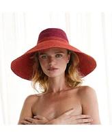 Riri Duo Jute Handwoven Straw Hat In Red & Maroon