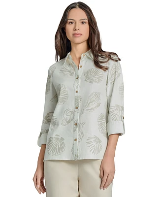 Jones New York Petite Printed Button-Front Shirt