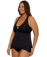 Becca Etc Plus Size Marble Canyon Ring Tankini Top High Waist Bikini Bottoms