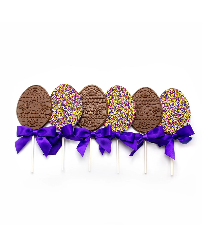 Sugar Plum Chocolates Easter Egg Milk Chocolate Lollipops, 6 Pieces