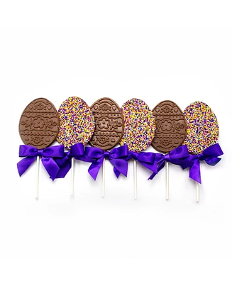 Sugar Plum Chocolates Easter Egg Milk Chocolate Lollipops, 6 Pieces