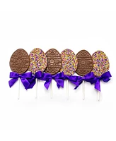 Sugar Plum Chocolates Easter Egg Milk Chocolate Lollipops, 6 Pieces