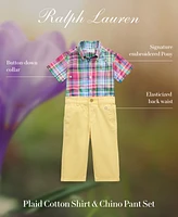 Polo Ralph Lauren Baby Boys Plaid Poplin Shirt & Chino Pants Set