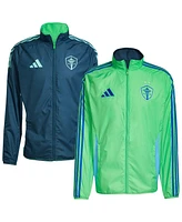 Adidas Men's Rave Green/Blue Seattle Sounders Fc 2025 Anthem Reversible Full-Zip Jacket