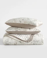 ienjoy Home Watercolor Leaves and Stripe Reversible 3-Pc. Quilt Set, Full/Queen