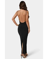Bebe Women's Square Neck Low Back Maxi Dress