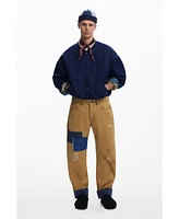 Desigual Men's Turn-up hem patch trousers