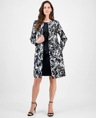 Le Suit Petite Floral-Print Jewel-Neck Jacket Topper & Empire Seamed Dress