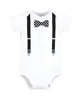 Hudson Baby Boys Cotton Bodysuit, Pant and Shoe Set, Black Gingham Bow Tie, 9-12 Months