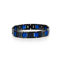 Magnetic Tungsten, Carbon Fiber Bracelet - Blue Plated