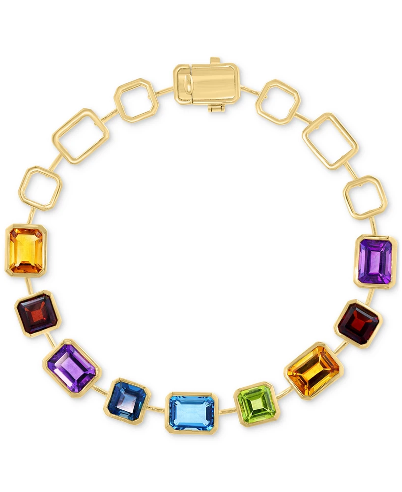 Effy Multi-Gemstone Open Link Bangle Bracelet (14-1/4 ct. t.w.) in14k Gold-Plated Sterling Silver