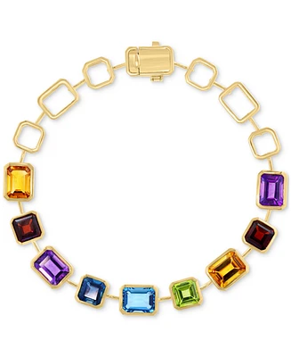 Effy Multi-Gemstone Open Link Bangle Bracelet (14-1/4 ct. t.w.) in14k Gold-Plated Sterling Silver